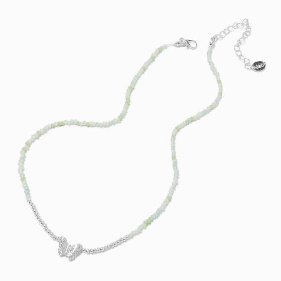 Claire's Silver-tone Butterfly Seed Bead Pendant Necklace - Picture 6 of 8